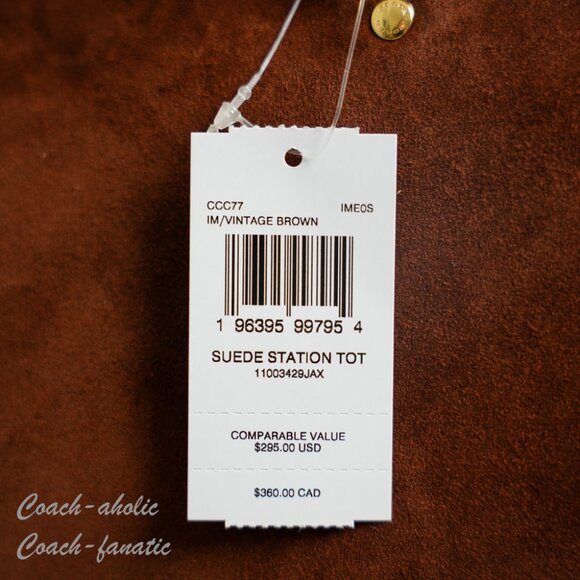NWT Coach CCC77 Station Suede Tote Bag in Vintage Brown - Picture 8 of 15